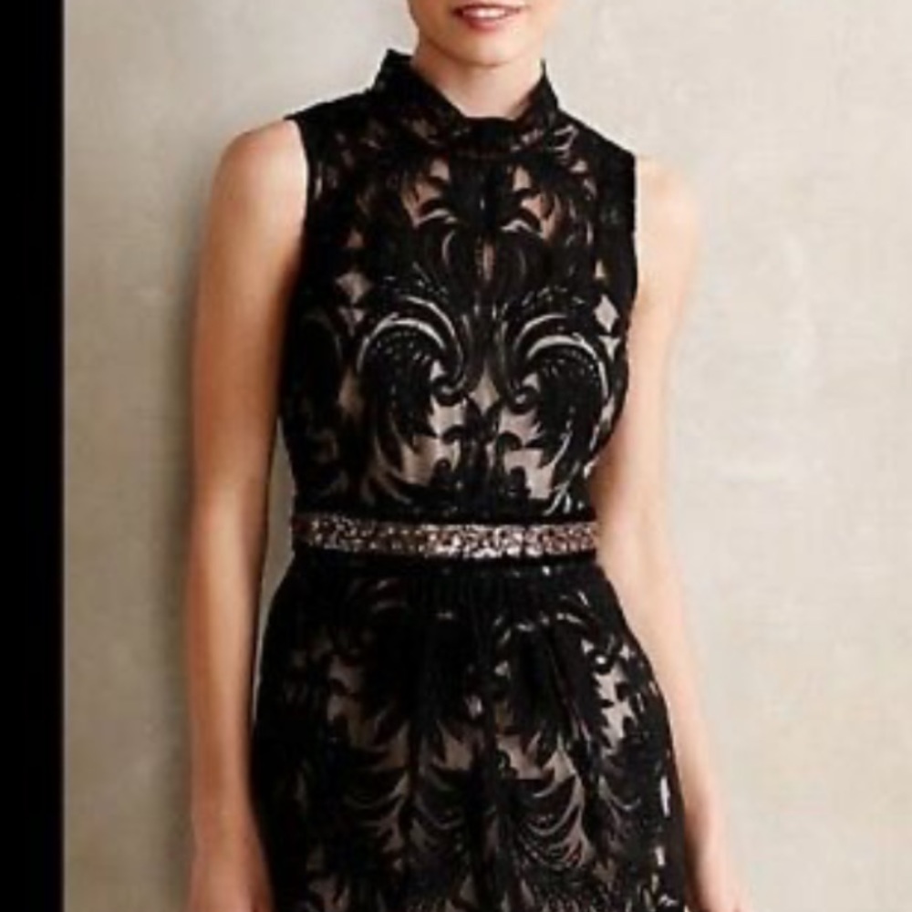 Anthropologie black lace cocktail dress